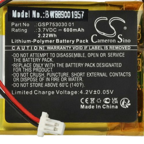 VHBW Vezeték nélküli fejhallgató akku a JBL GSP753030 01 - 600 mAh 3,7 V Li-polymer