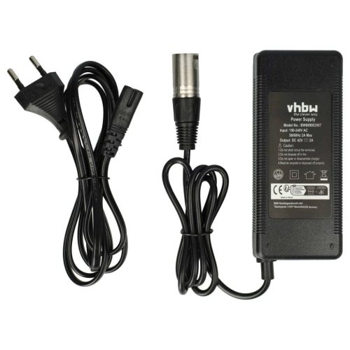 VHBW Charger for E-Bike 36V Batteries, such as HP1202L3, 3-Pin, 42V, 2A