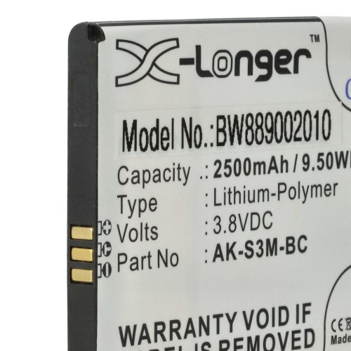 VHBW Senior mobile phone battery for Emporia AK-S3M-BC - 2500 mAh 3.8 V Li-polymer - Smartphone battery