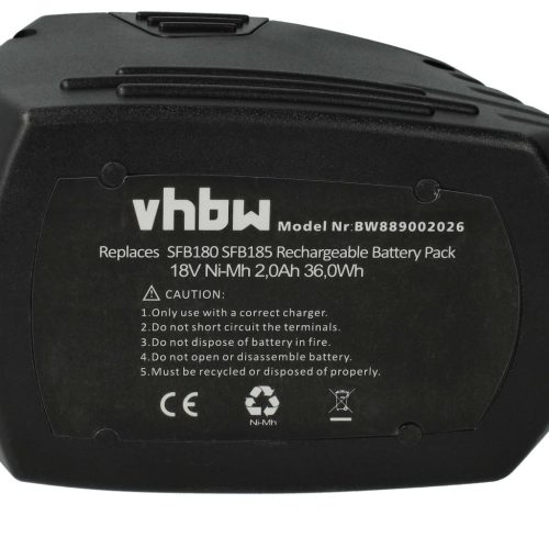 VHBW Electric Power Tool Battery Hilti SFB185, SFB180, SFB185, SFB180 – 2000 mAh, 18 V, NiMH