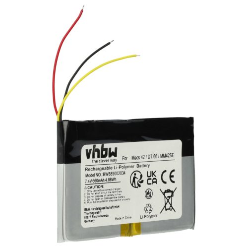 VHBW Auto-Diagnosegerät Akku Hella Gutmann 2S/LPP443441 S - 660 mAh 7,4 V Li-Polymer
