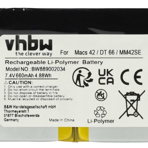 VHBW Auto-Diagnosegerät Akku Hella Gutmann 2S/LPP443441 S - 660 mAh 7,4 V Li-Polymer
