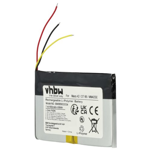 VHBW Auto-Diagnosegerät Akku Hella Gutmann 2S/LPP443441 S - 660 mAh 7,4 V Li-Polymer