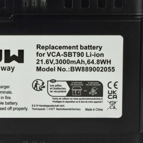 VHBW Samsung DJ96-00221A, VCA-SBT90E, VCA-SBT90 Akku - 3000 mAh, 21,6 V, Li-Ion