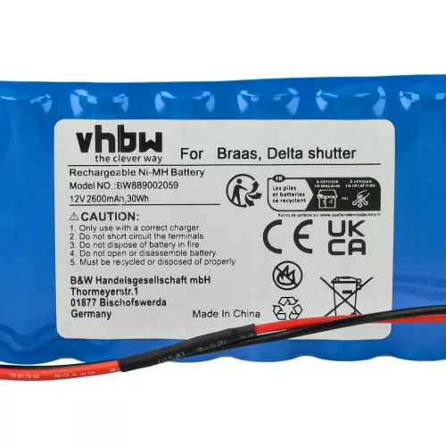 VHBW Gate Opener Battery Baier, Delta, Braas - 2600 mAh 12 V NiMH