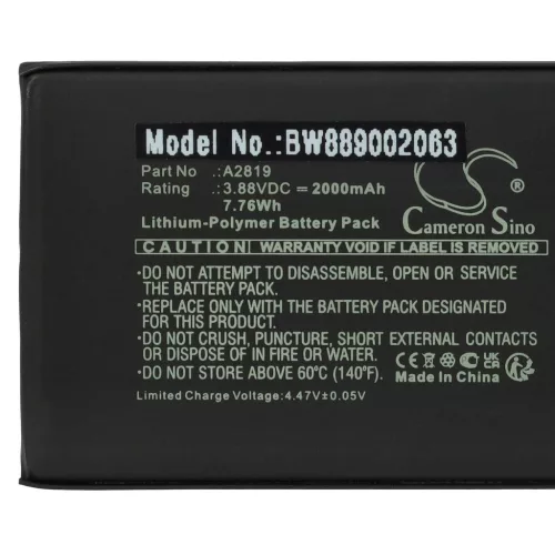 VHBW Mobile Phone Battery for Apple A2819 - 2000 mAh 3.88 V Li-polymer