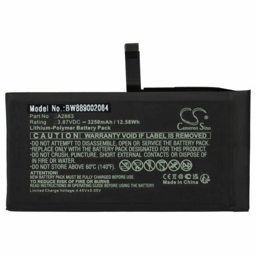 VHBW Mobiltelefon akkumulátor  Apple A2863-hoz - 3250 mAh 3,87 V Li-polimer