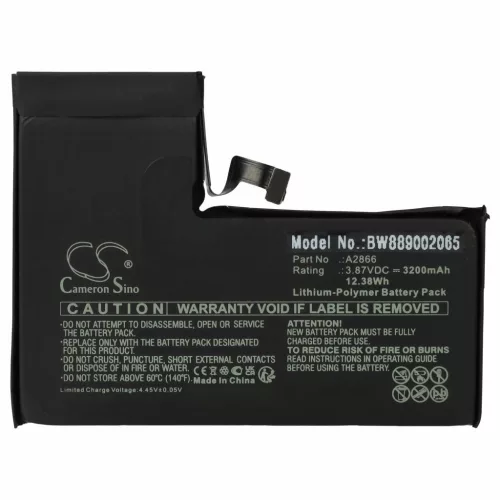 VHBW Mobile Phone Battery for Apple A2866 - 3200 mAh 3.87 V Li-Polymer