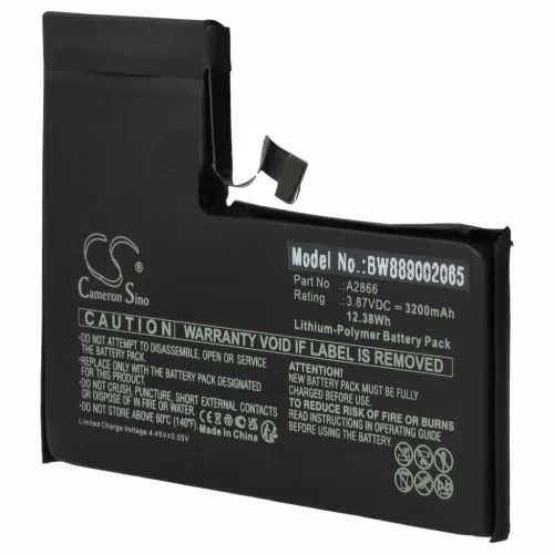 VHBW Mobile Phone Battery for Apple A2866 - 3200 mAh 3.87 V Li-Polymer