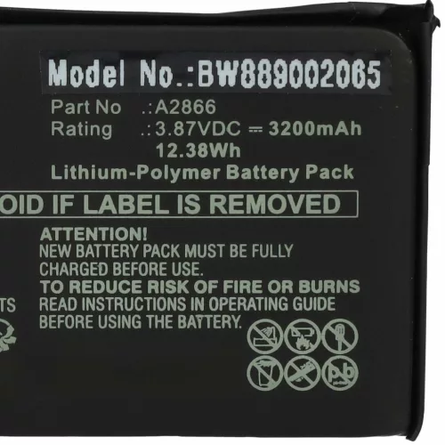 VHBW Mobile Phone Battery for Apple A2866 - 3200 mAh 3.87 V Li-Polymer