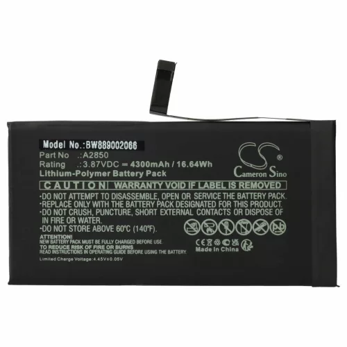 VHBW Mobile Phone Battery for Apple A2850 - 4300 mAh 3.87 V Li-polymer
