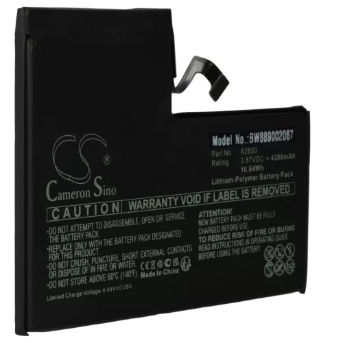 VHBW Mobile Phone Battery for Apple A2830 - 4300 mAh 3.87 V Li-polymer