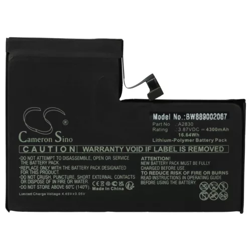 VHBW Mobile Phone Battery for Apple A2830 - 4300 mAh 3.87 V Li-polymer