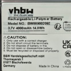   VHBW Universal Battery for Various Devices - 4000 mAh 3.7 V Li-Polymer
