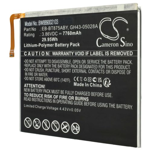 VHBW Tablet Battery Samsung GH43-05028A, EB-BT875ABY - 7760 mAh 3.86 V Li-polymer
