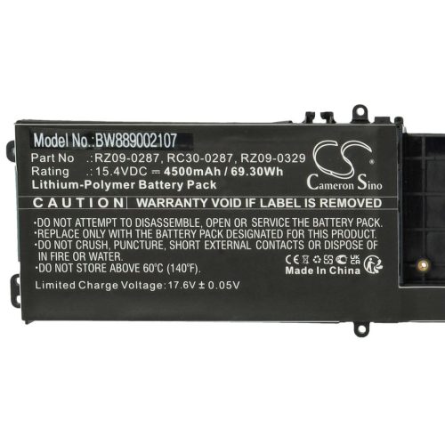 VHBW Notebook akkumulátor  Razer RC30-0287, RZ09-0287 - 4500 mAh 15,4 V Li-polimer, fekete