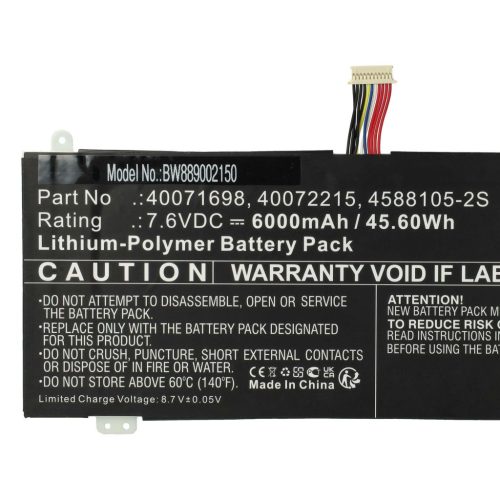 VHBW Notebook Battery Medion 40071698, 40072215, 4588105-2S - 6000 mAh 7.6 V Li-polymer