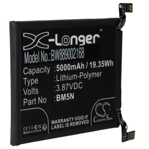 VHBW Mobile Phone Battery for BM5N - 5000 mAh 3.87 V Li-Polymer