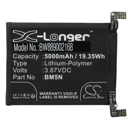 VHBW Mobile Phone Battery for BM5N - 5000 mAh 3.87 V Li-Polymer