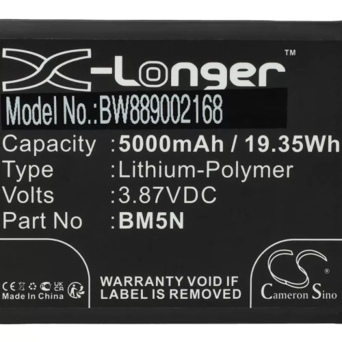 VHBW Mobile Phone Battery for BM5N - 5000 mAh 3.87 V Li-Polymer