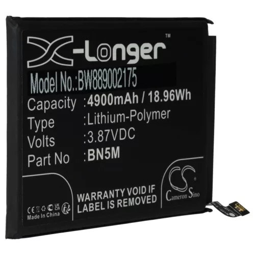 VHBW Mobile Phone Battery for BN5M - 4900 mAh 3.87 V Li-Polymer