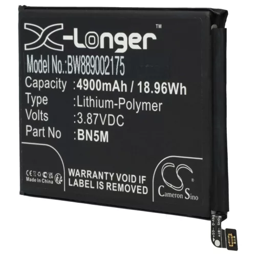 VHBW Mobile Phone Battery for BN5M - 4900 mAh 3.87 V Li-Polymer