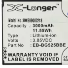VHBW Mobile Phone Battery Samsung EB-BG525BBE, GH43-05060A - 3000 mAh 3.85 V Li-Ion