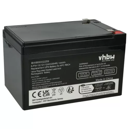 VHBW APC RBC4 UPS Battery - 12 Ah 12 V AGM, VISRBC4