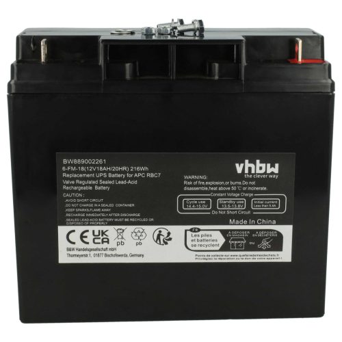 VHBW UPS Akku AP1250, AGM09, RBC7, BT12-18, RBC50 - 18000 mAh 12 V AGM