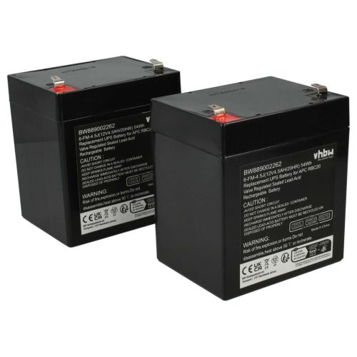 VHBW APC RBC20 UPS Akkumulátor - 2 Egység - 4500 mAh - 12 V - AGM