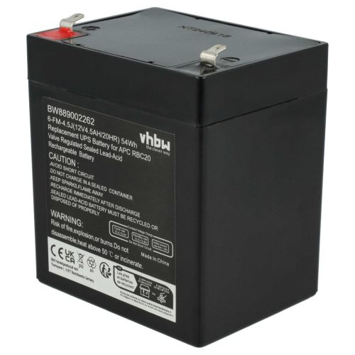 VHBW APC RBC20 UPS Akkumulátor - 2 Egység - 4500 mAh - 12 V - AGM