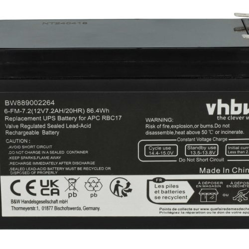 VHBW UPS Akku APC RBC48 - 7200 mAh 12 V AGM