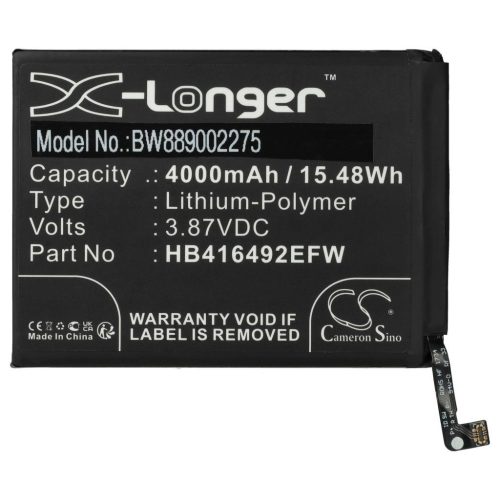 VHBW Mobile Phone Battery for Honor HB416492EFW - 4000 mAh 3.87 V Li-Polymer - Smartphone Battery