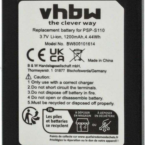 VHBW Spielkonsole Akku PSP-S110 - 1200 mAh 3,7 V Li-Ion