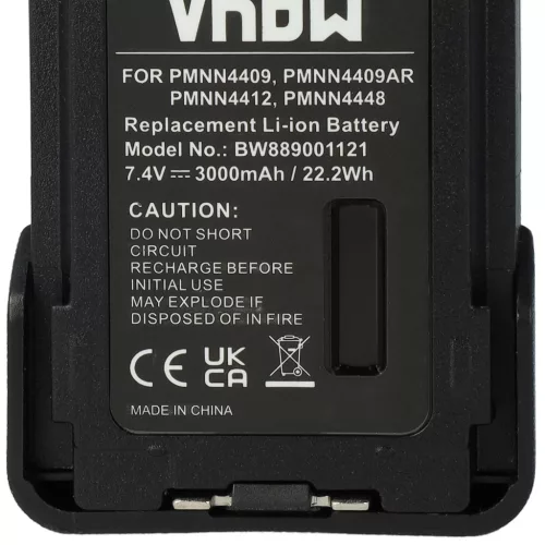 VHBW Radio Battery PMNN4406, PMNN4409BR, PMNN4406BR - 3000 mAh 7.4 V Li-Ion