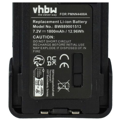 VHBW Radio Battery PMNN4416, PMNN4415AR, PMNN4415, PMNN441 - 1800 mAh 7.4 V Li-Ion
