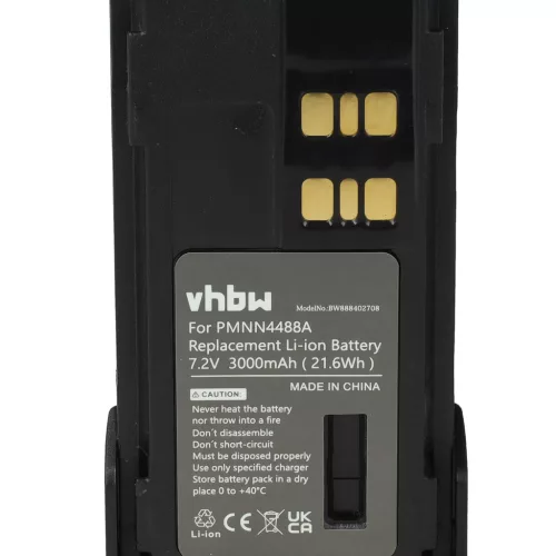 VHBW Radio Battery PMNN4416, PMNN4415, PMNN4415AR, PMNN441 - 3000 mAh 7.2 V Li-Ion