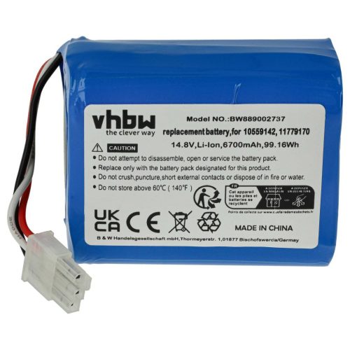 VHBW Battery for Miele 11779170, 10559142 - 6700 mAh, 14.8 V, Li-Ion