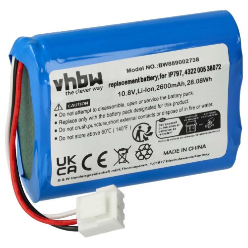 VHBW Battery for Philips IP797, 4322 005 38072 types - 2600 mAh, 10.8 V, Li-Ion