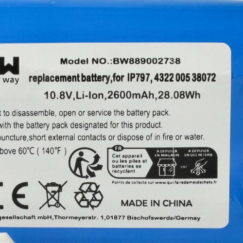 VHBW Battery for Philips IP797, 4322 005 38072 types - 2600 mAh, 10.8 V, Li-Ion