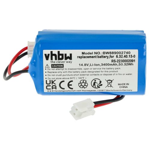 VHBW Battery for Rowenta RS-2230002091 - 3400 mAh, 14.8 V, Li-Ion
