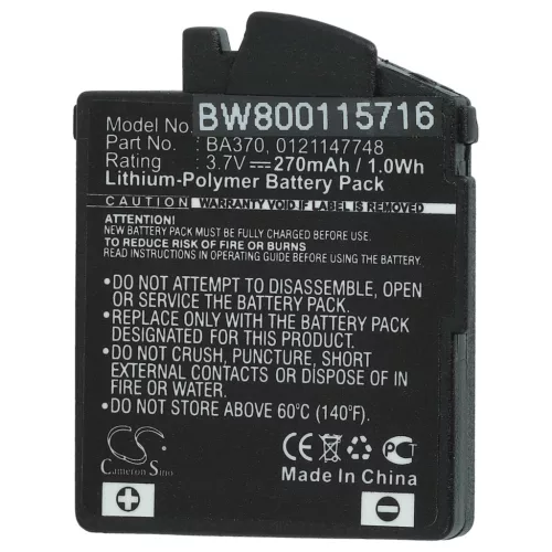 VHBW Kabelloser Kopfhörer Akku 0121147748, BA370, BA 370 PX - 270 mAh 3,7 V Li-Polymer