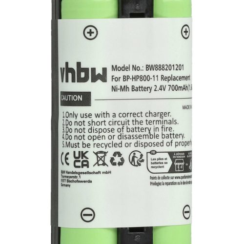 VHBW Kabelloses Headset Akku 9-885-216-12, 9-885-216-11, 9-885-218-43 - 700 mAh 2,4 V NiMH