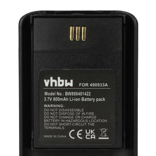 VHBW Telefon Akku Ascom 490933A, 660497 - 800 mAh 3,7 V Li-Ion