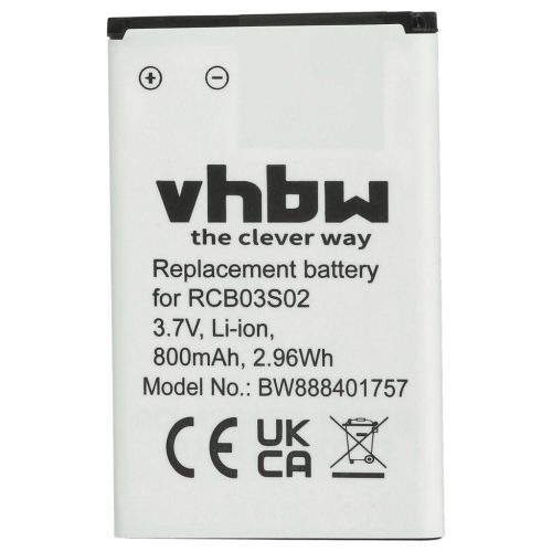 VHBW Mobiltelefon Akku Swisstone RCB03S02 - 800 mAh 3,7 V Li-Ion