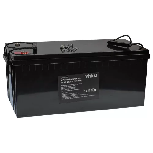 VHBW Onboard Battery for Caravans, Boats, Motorhomes, Solar Systems - 200 Ah 12.8 V LiFePO4
