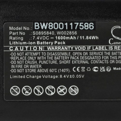 VHBW Printer Battery 3M PL-200-BAT - 1600 mAh 7.4 V Li-Ion
