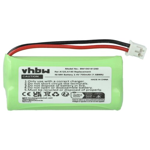VHBW Telefon Akkumulátor 55AAAHR2BMX, 220382C1, 220436C1, 41AAAH2BMX - 700 mAh 2,4 V NiMH