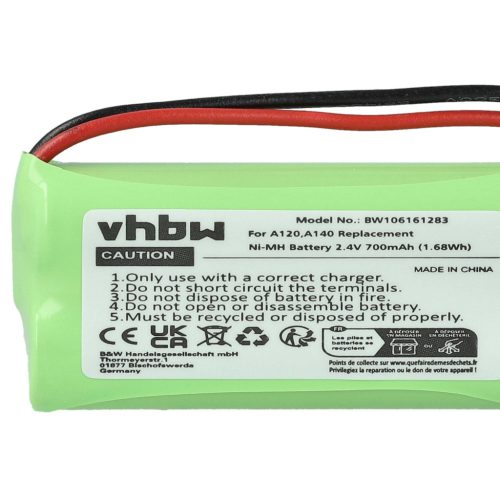 VHBW Wired phone battery 55AAAHR2BMX, 220382C1, 220436C1, 41AAAH2BMX - 700 mAh 2.4 V NiMH