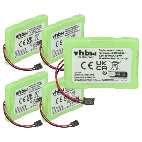 VHBW Battery Siemens T325, NS3109, GPF6M3BMX, 3QNF3550 - 500 mAh 3.6 V NiMH